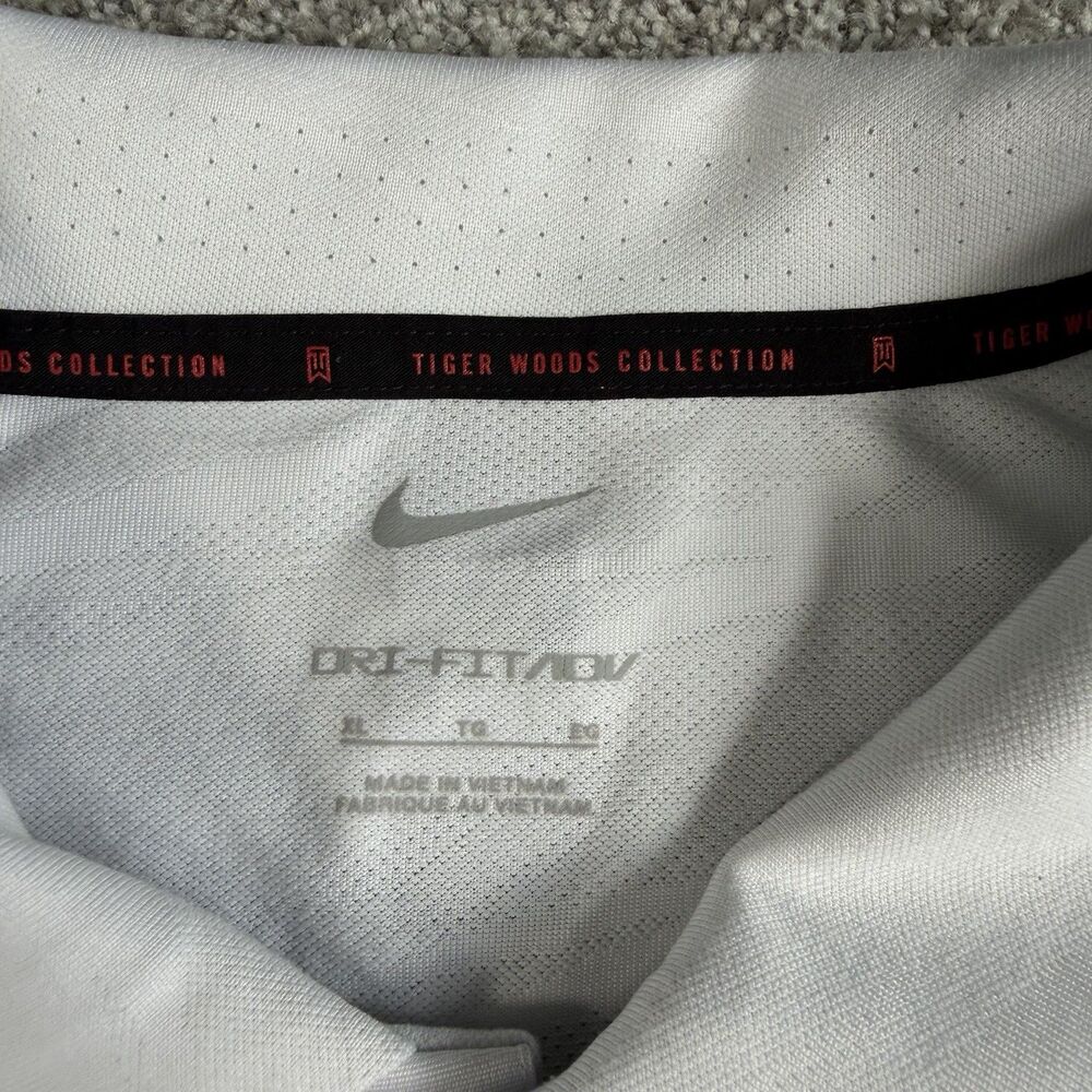 Nike Tiger Woods Dri Fit ADV Golf Polo Shirt Mens Performance White Size XL - Picture 9 of 14